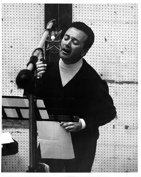 Framed Print : Vic Damone Recording in the Studio