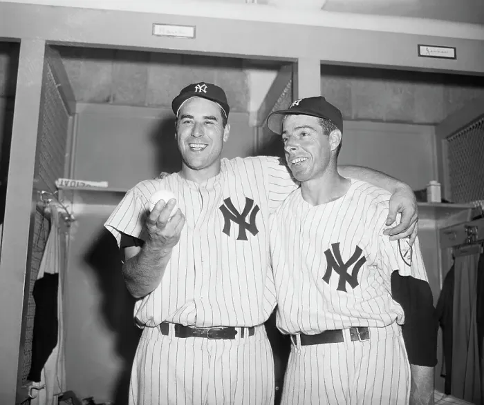 Framed Print : Vic Raschi With Teammate Joe Dimaggio