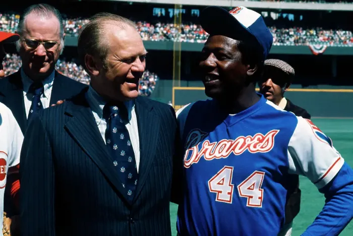 Framed Print : Vice President Gerald Ford and Hank Aaron in Stadium Framed Print : Vice President Gerald Ford and Hank Aaron in Stadium