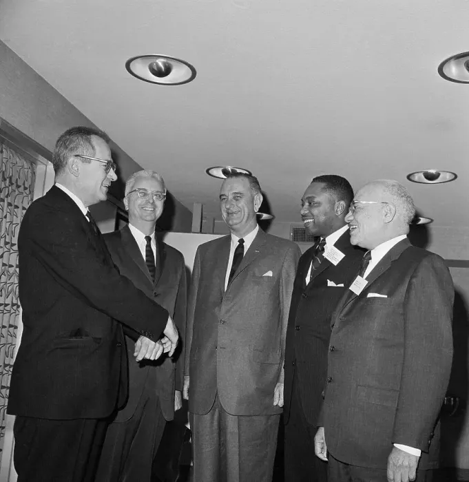 Framed Print : Vice President Johnson With Education Leaders Framed Print : Vice President Johnson With Education Leaders