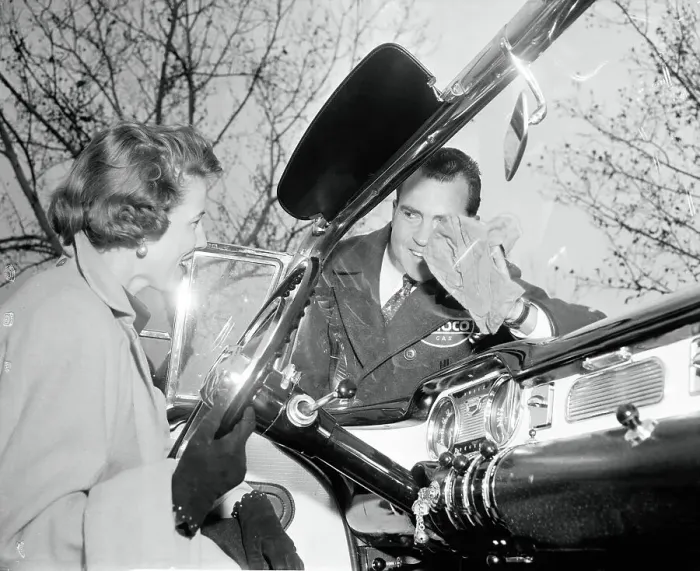 Framed Print : Vice President Richard Nixon Working at Gas Station Framed Print : Vice President Richard Nixon Working at Gas Station