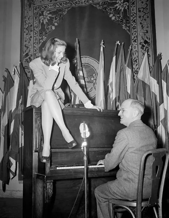 Framed Print : Vice-President Truman Plays Piano for Lauren Bacall Framed Print : Vice-President Truman Plays Piano for Lauren Bacall