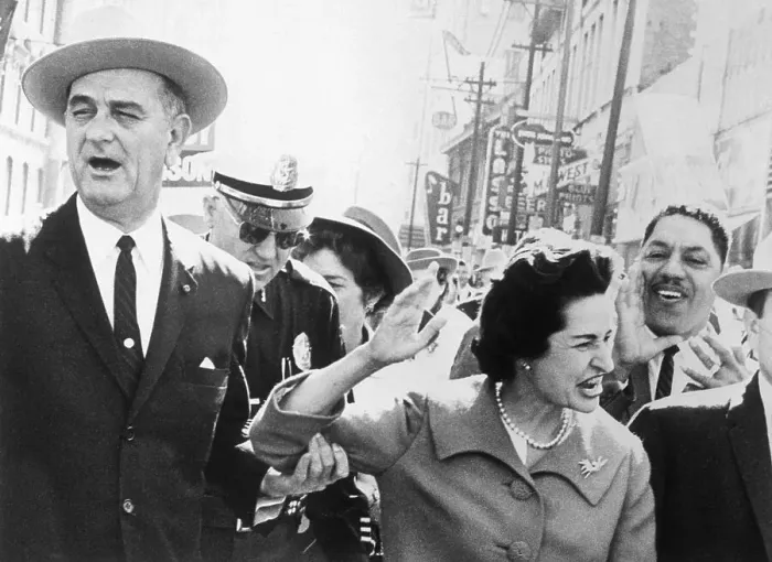 Framed Print : Vice Presidential Candidate Lyndon Johnson and Wife Resisting Hecklers Framed Print : Vice Presidential Candidate Lyndon Johnson and Wife Resisting Hecklers