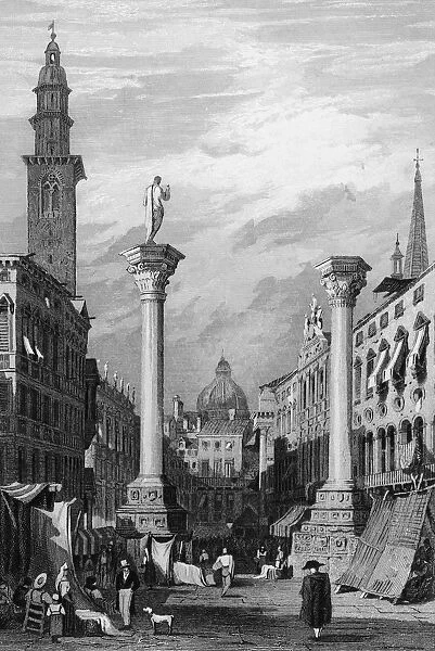 Vicenza. The two columns in Piazza dei Signori