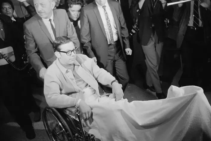 Framed Print : Victim Irwin Stroll Sitting in WheelChair Framed Print : Victim Irwin Stroll Sitting in WheelChair