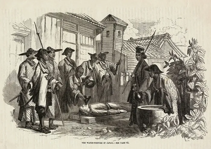 Framed Print : Victim Receiving Water Torture Framed Print : Victim Receiving Water Torture