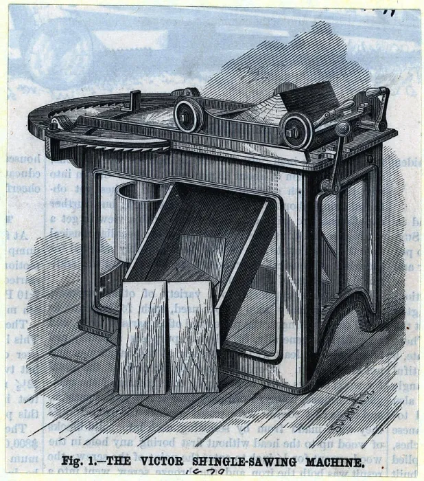 Framed Print : Victor Shingle-Sawing Machine--Illus Framed Print : Victor Shingle-Sawing Machine--Illus