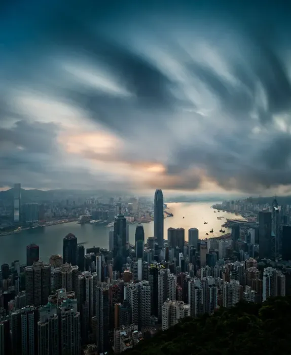 Framed Print : Victoria peak with moving cloud Framed Print : Victoria peak with moving cloud