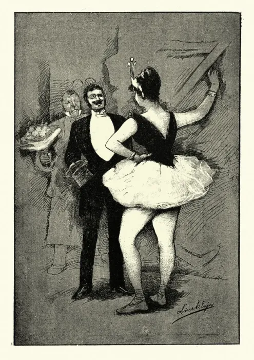 Framed Print : Victorian admirer bringing flowers to showgirl ballerina after the show 19th Century Framed Print : Victorian admirer bringing flowers to showgirl ballerina after the show 19th Century