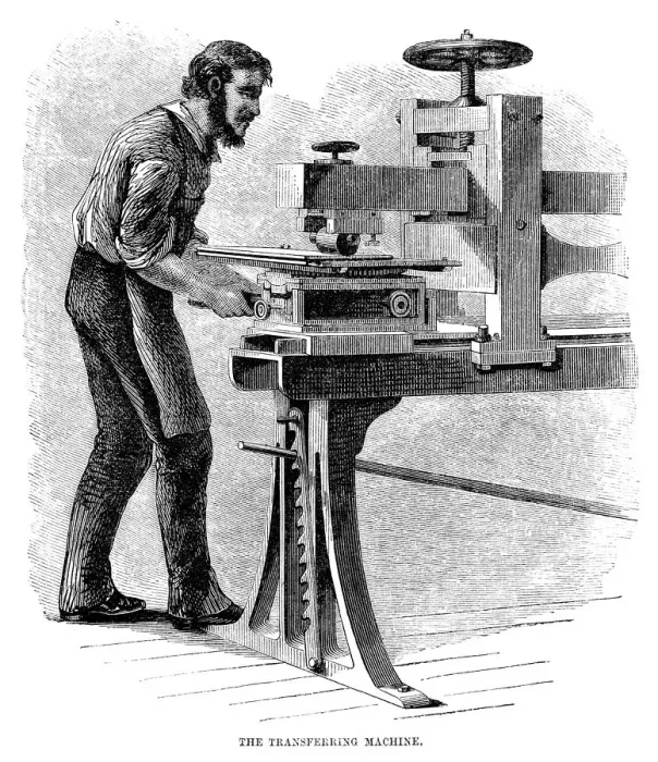 Framed Print : Victorian banknote printing - the transferring machine Framed Print : Victorian banknote printing - the transferring machine