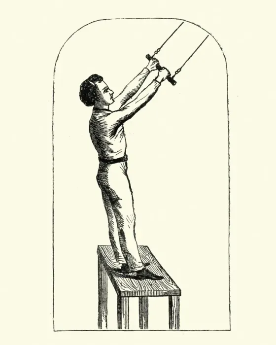 Framed Print : Victorian boy abouit to use a trapeze Framed Print : Victorian boy abouit to use a trapeze