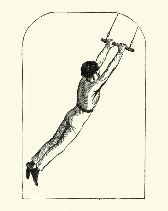 Framed Print : Victorian boy swinging on a trapeze Framed Print : Victorian boy swinging on a trapeze