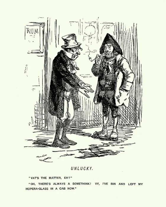 Framed Print : Victorian caricature cartoon Men commiserating on being unlucky in life, John Leech, 1850s, 19th Century Framed Print : Victorian caricature cartoon Men commiserating on being unlucky in life, John Leech, 1850s, 19th Century