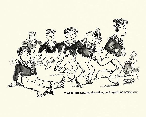 Victorian cartoon of sailors fallling over each other