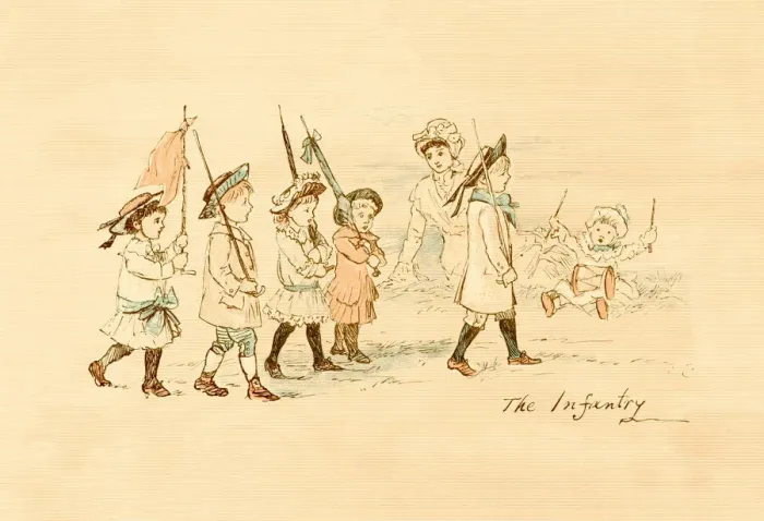 Framed Print : Victorian children playing at being Infantrymen Framed Print : Victorian children playing at being Infantrymen