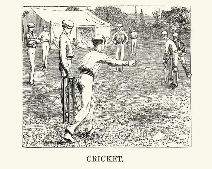 Framed Print : Victorian cricket match illustration, 19th Century Framed Print : Victorian cricket match illustration, 19th Century
