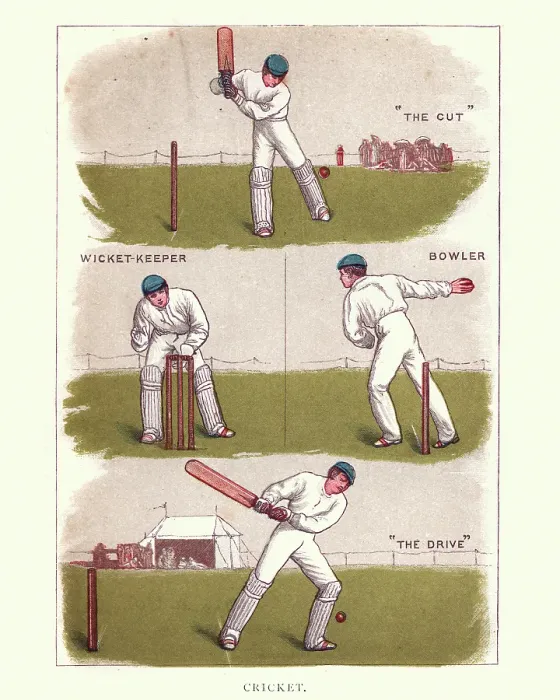 Framed Print : Victorian cricket players, Batsman, Wicket keeper, Bowler Framed Print : Victorian cricket players, Batsman, Wicket keeper, Bowler