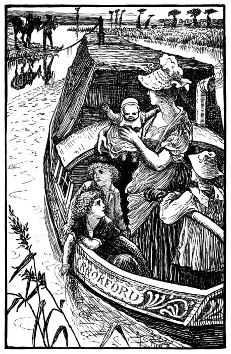 Framed Print : Victorian family in a canal boat Framed Print : Victorian family in a canal boat