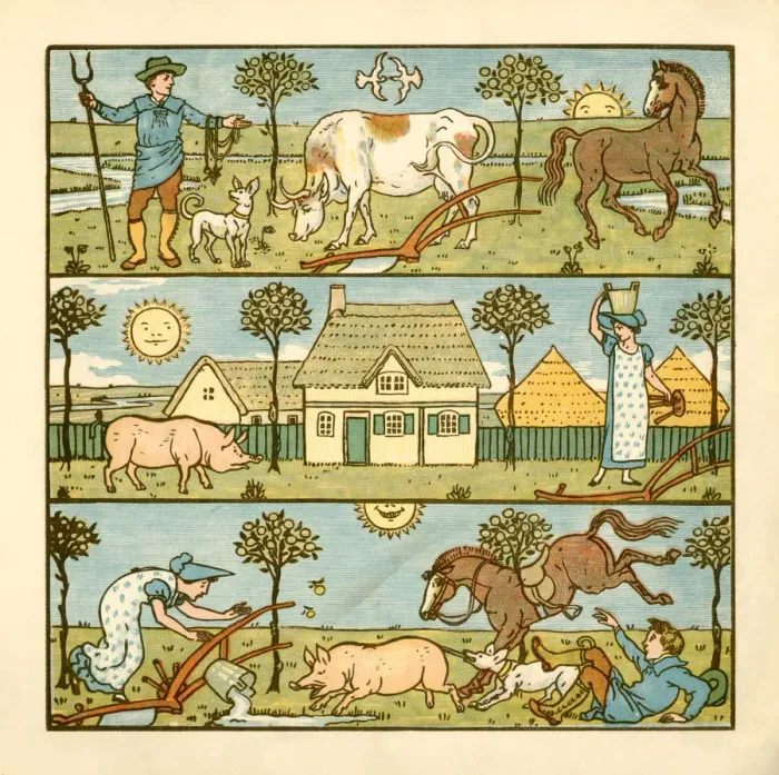 Framed Print : Victorian farmyard scenes - from idyll to chaos Framed Print : Victorian farmyard scenes - from idyll to chaos