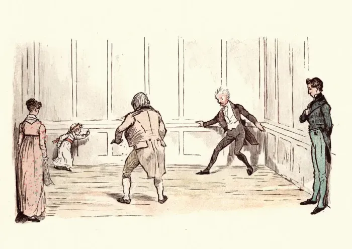 Framed Print : Victorian little girl playing a game of Puss in the Corner