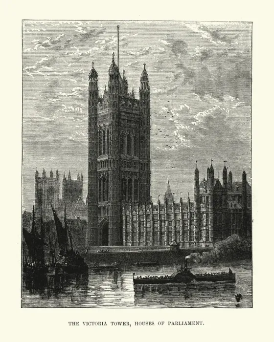 Framed Print : Victorian London - Victoria Tower, Houses of Parliament