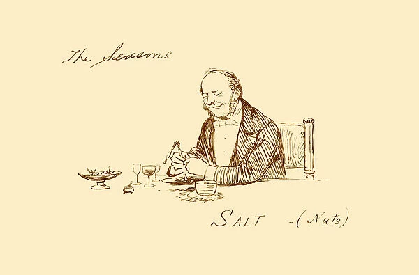 Victorian man eating nuts with salt