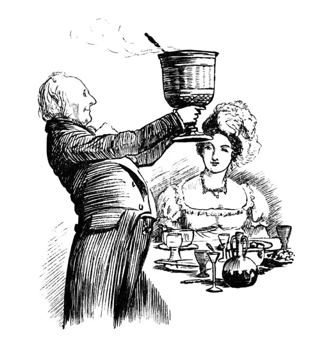 Framed Print : Victorian man lifting a Wassail Bowl Framed Print : Victorian man lifting a Wassail Bowl