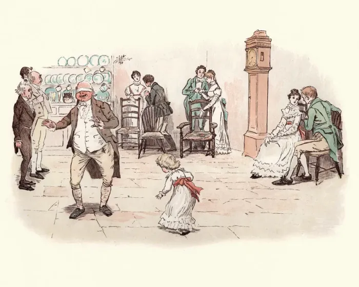 Framed Print : Victorian man playing a game of Blindmans Buff Framed Print : Victorian man playing a game of Blindmans Buff