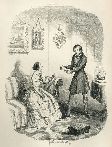 Victorian man and woman discussing a letter