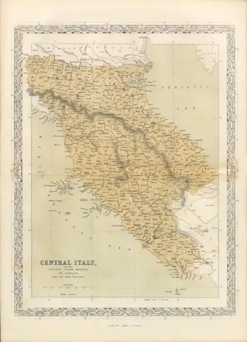 Framed Print : Victorian Map of Central Italy, Circa 1865 Framed Print : Victorian Map of Central Italy, Circa 1865