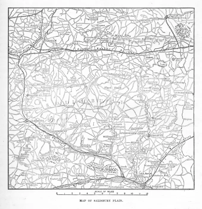 Framed Print : Victorian Map of The Salisbury Plain of England Engraving Framed Print : Victorian Map of The Salisbury Plain of England Engraving
