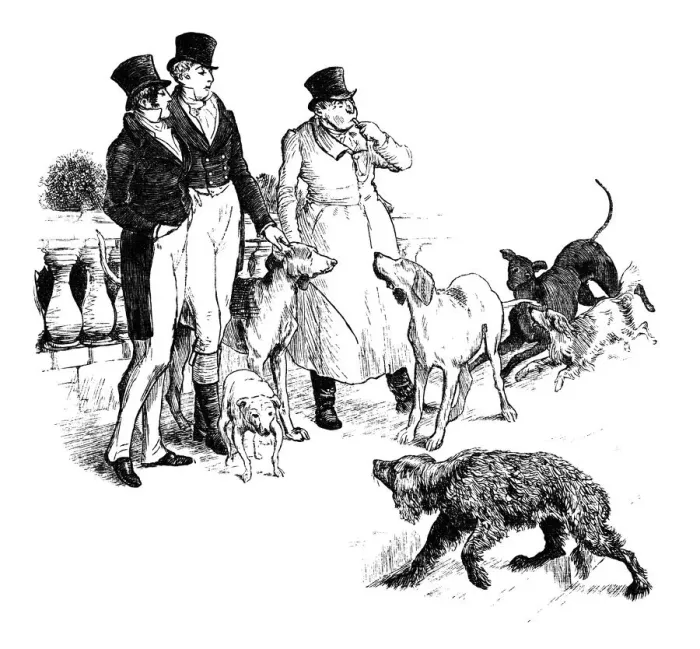 Framed Print : Victorian men with their dogs