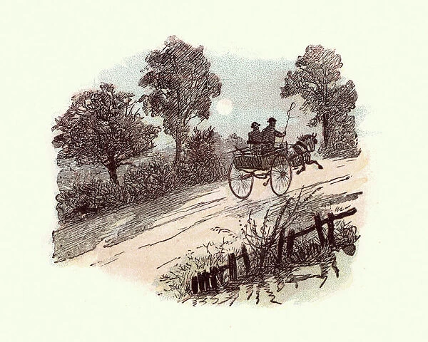 Victorian men driving a cart in the countryside