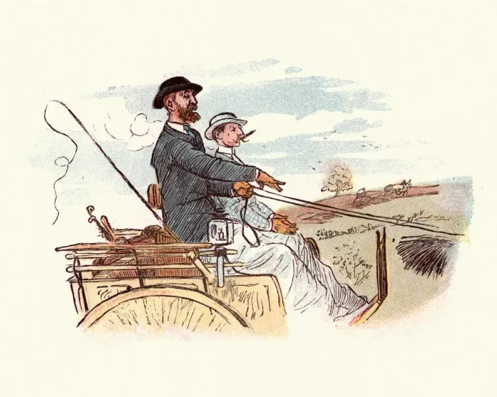 Framed Print : Victorian men driving a horse and cart Framed Print : Victorian men driving a horse and cart