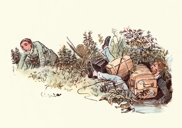 Framed Print : Victorian men stuck in a ditch after an accident Framed Print : Victorian men stuck in a ditch after an accident
