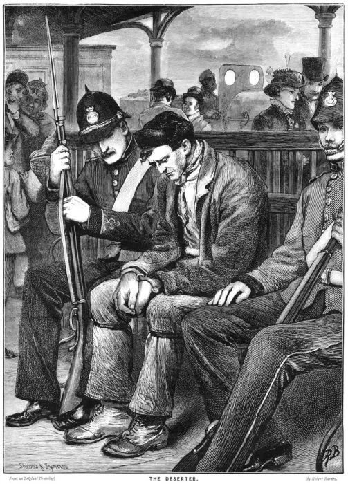 Framed Print : Victorian military policemen escorting a deserter Framed Print : Victorian military policemen escorting a deserter