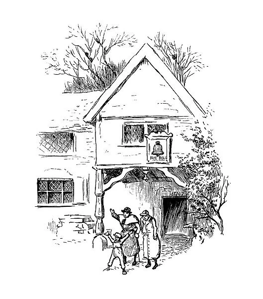 Victorian people outside an inn