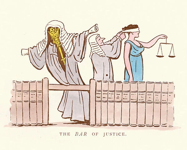 Victorian satirical cartoon on the Bar of Justice