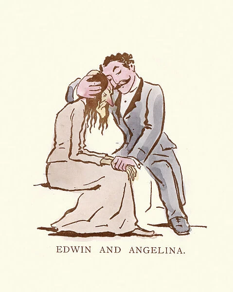 Victorian satirical cartoon - A cad romancing an ugly woman