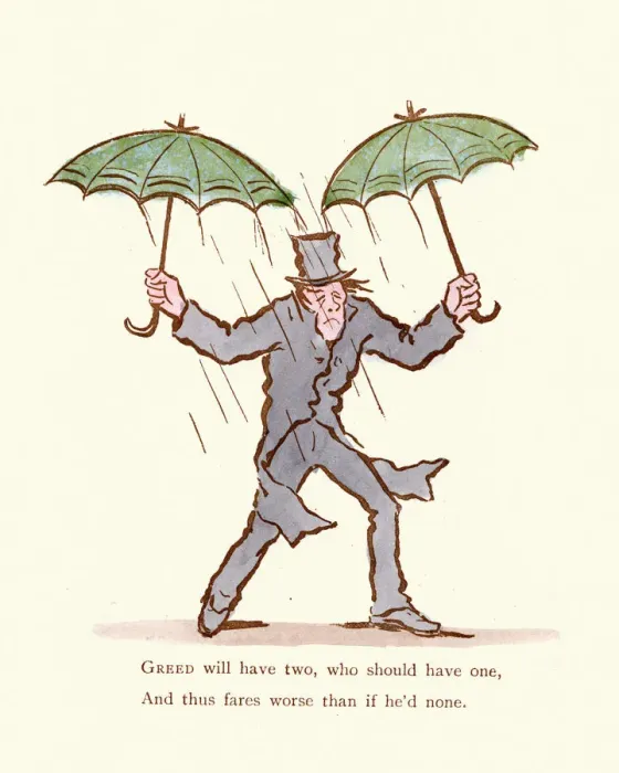 Framed Print : Victorian satirical cartoon, Greed will have two Framed Print : Victorian satirical cartoon, Greed will have two