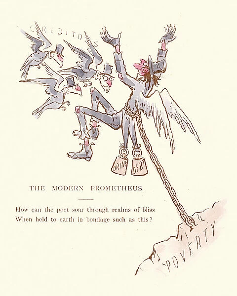 Victorian satirical cartoon - The Modern Prometheus