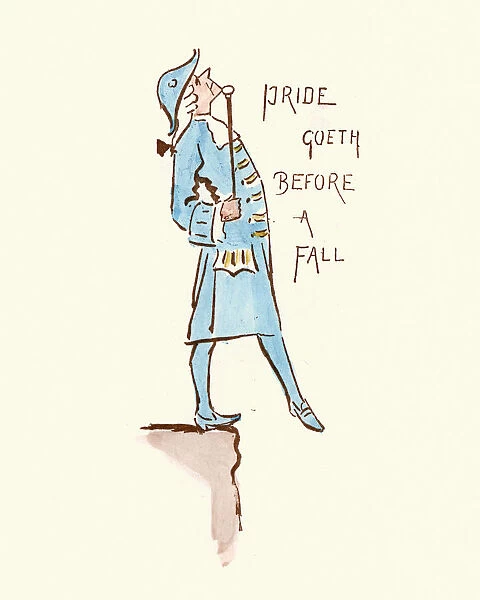 Victorian satirical cartoon - Pride goeth before a fall