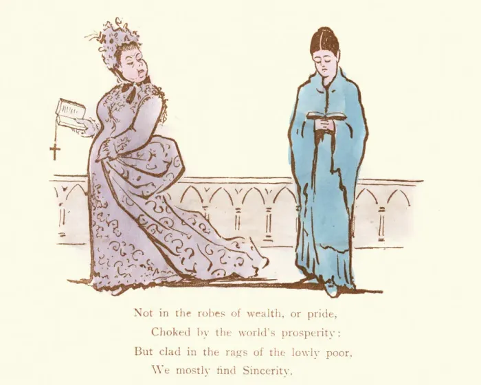 Framed Print : Victorian satirical cartoon, Not in robes of wealth, or pride Framed Print : Victorian satirical cartoon, Not in robes of wealth, or pride