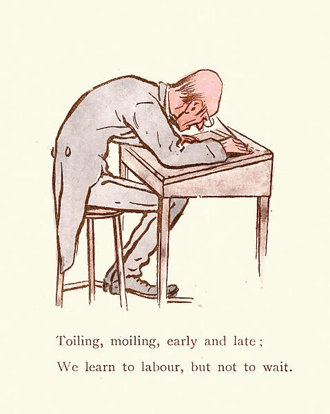 Victorian satirical cartoon, on toiling and working