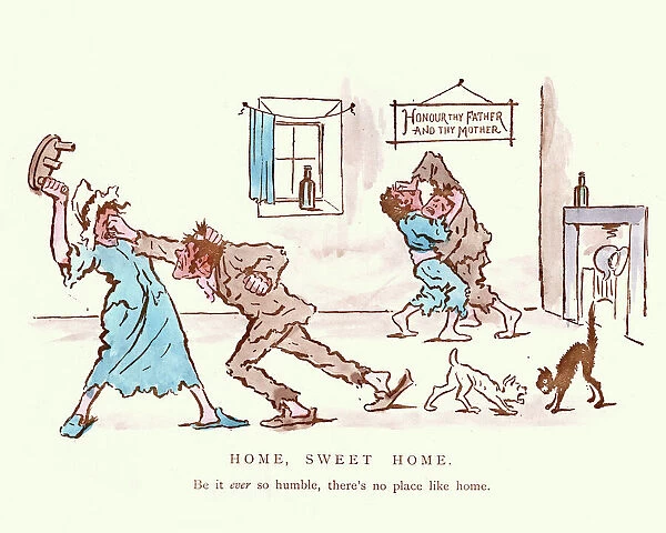 Victorian satirical cartoon on working class family life