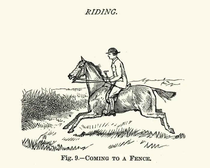 Framed Print : Victorian sports, Riding, Coming to a fence, 19th Century Framed Print : Victorian sports, Riding, Coming to a fence, 19th Century