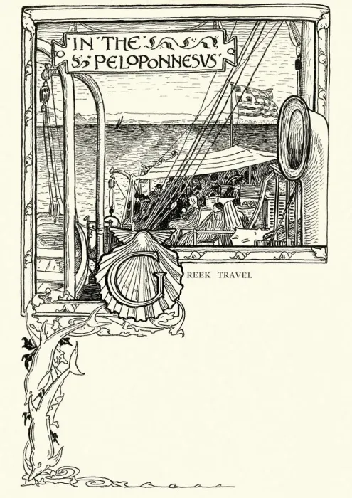 Framed Print : Victorian tourists travelling by steamer in the Peloponnese, 19th Century Framed Print : Victorian tourists travelling by steamer in the Peloponnese, 19th Century