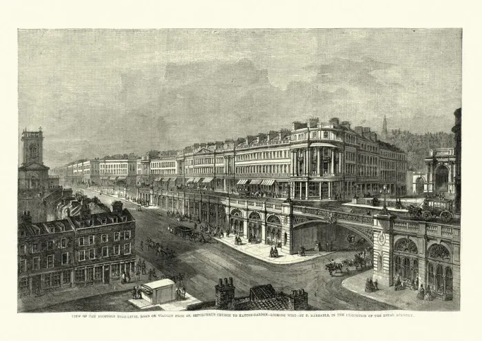 Framed Print : Victorian urban architecture, High Level Road or Viaduct from St Framed Print : Victorian urban architecture, High Level Road or Viaduct from St