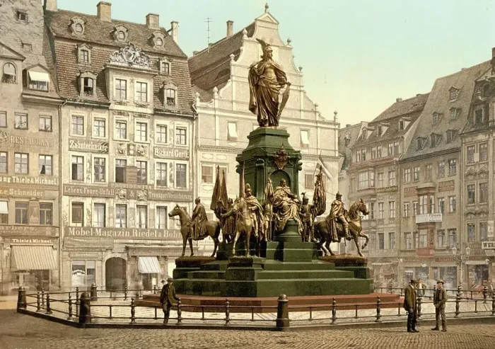 Framed Print : Victory Monument, Monument in Leipzig, Saxony, Germany, Historical, digitally restored reproduction of a photochrome print from the 1890s Framed Print : Victory Monument, Monument in Leipzig, Saxony, Germany, Historical, digitally restored reproduction of a photochrome print from the 1890s