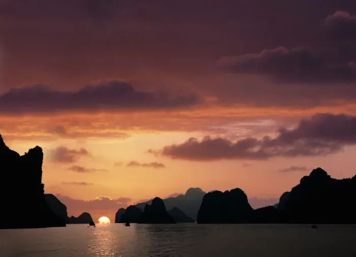 Framed Print : Vietnam, Halong Bay, sunset (Digital Enhancement)